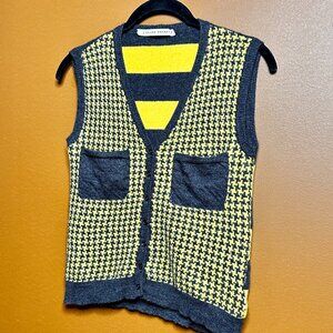 Roland Mouret 100% Cashmere Yellow Houndstooth Vest - Size 8 US / 12 UK